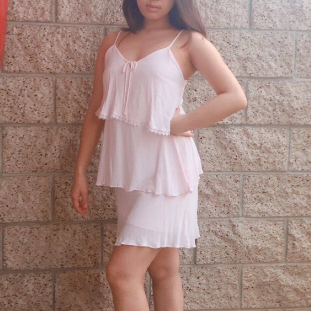 Baby pink flowy dress